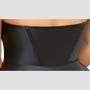 Mini-robe bustier noire style corset à jupe évasée