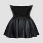 Mini-robe bustier noire style corset à jupe évasée