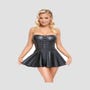 Mini-robe bustier noire style corset à jupe évasée