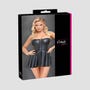 Mini-robe bustier noire style corset à jupe évasée