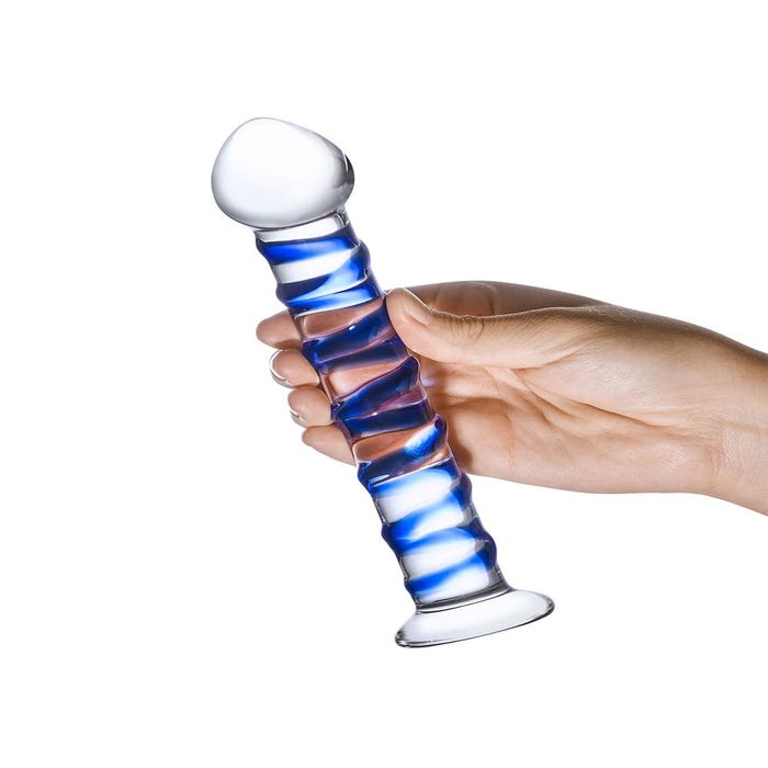 Dildo en Verre Blue Spiral