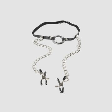 Bâillon O avec Pinces Seins O-Ring Gag Fetish Fantasy Series