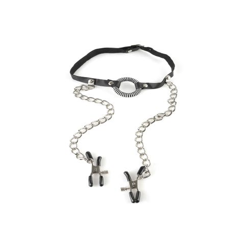 Bâillon O avec Pinces Seins O-Ring Gag Fetish Fantasy Series