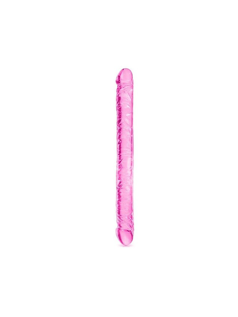Double Dong 34 cm Cristal Veiné Rose