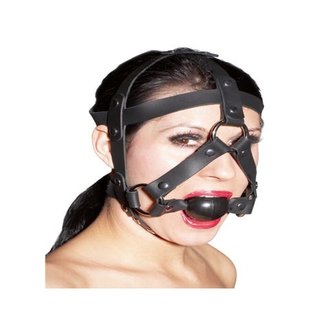 Harnais de Tête en Cuir avec Bâillon