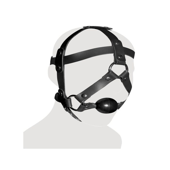 Harnais de Tête en Cuir avec Bâillon