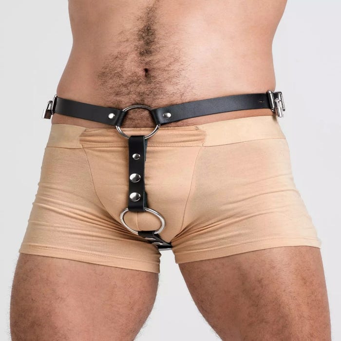 Ceinture de chasteté harnais pour plug anal avec cockring