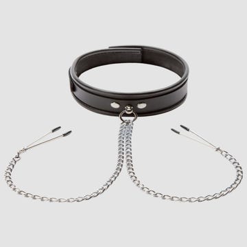 Collier BDSM en cuir avec pinces à tétons Deluxe
