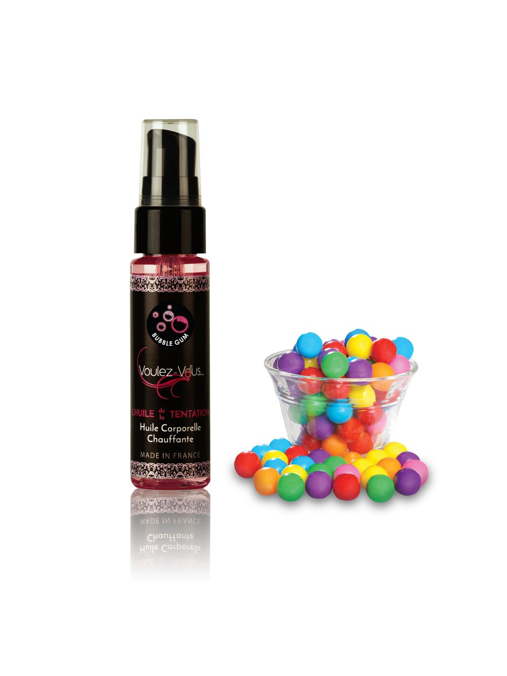Huile de massage chauffante L'Huile de la Tentation bubble gum 35 ml main product photo