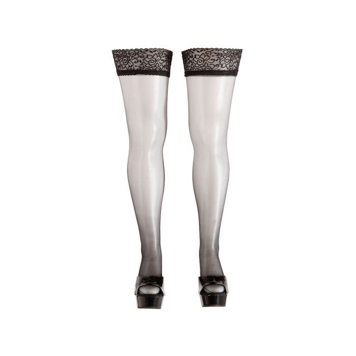 Bas Noir Motifs Fleuris