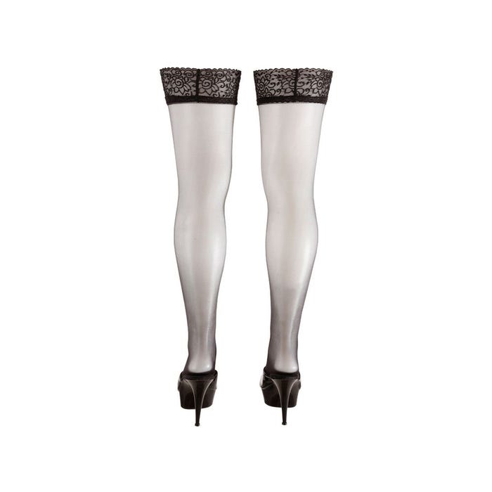 Bas Noir Motifs Fleuris