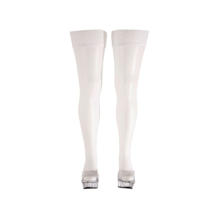 Bas Blanc Motifs Fleuris