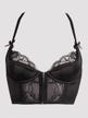 Soutien-gorge bustier push-up en satin noir avec zip frontal