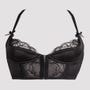 Soutien-gorge bustier push-up en satin noir avec zip frontal
