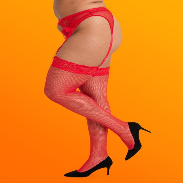 Bas résille & dentelle rouge GT