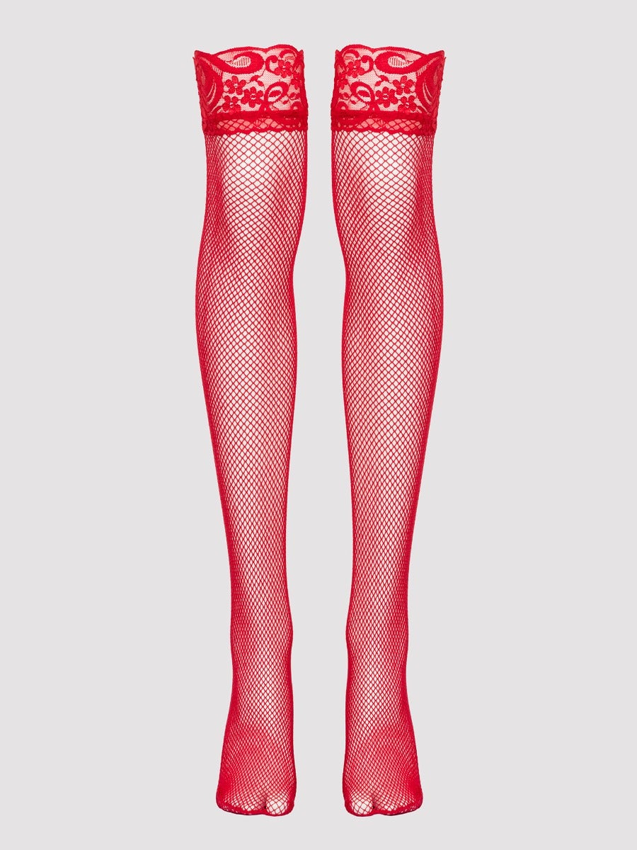 Bas résille & dentelle rouge GT