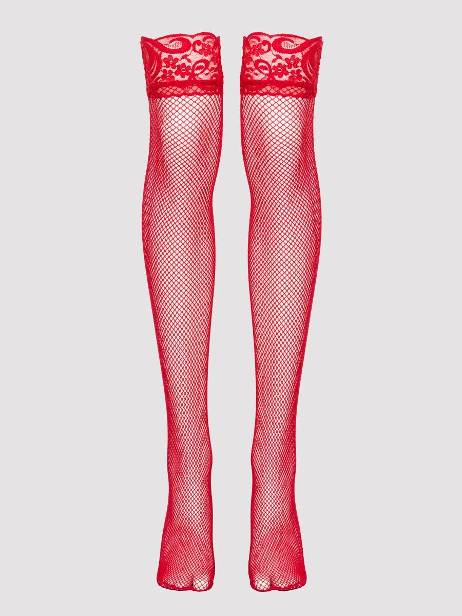 Bas résille & dentelle rouge GT