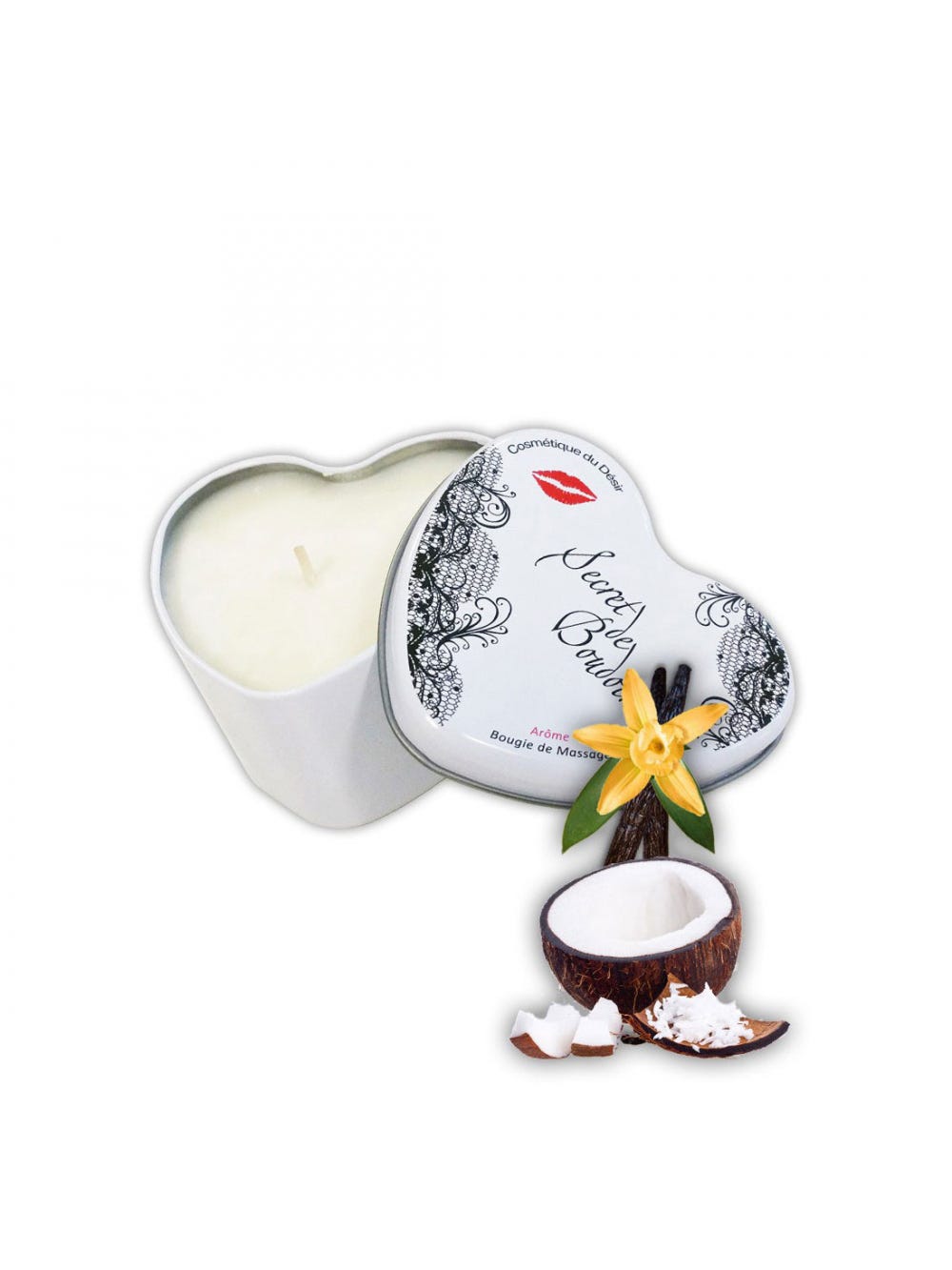 Bougie de Massage Gourmande Noix de Coco Vanille main product photo