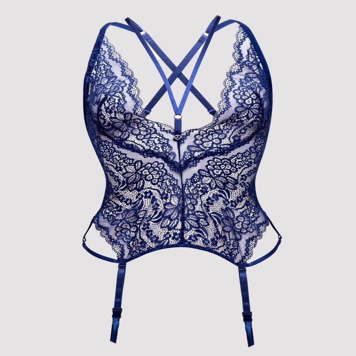 Ensemble guêpière dentelle Late Night Liaison bleu