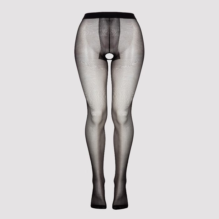 Collant ouvert transparent noir GT