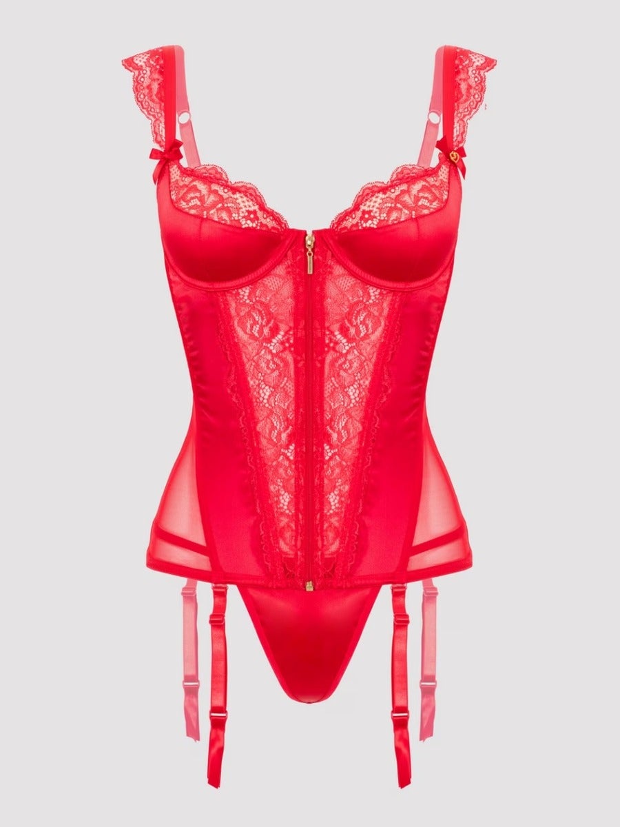 Ensemble guêpière push-up et string rouge Treasure Me 4