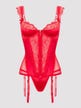 Ensemble guêpière push-up et string rouge Treasure Me