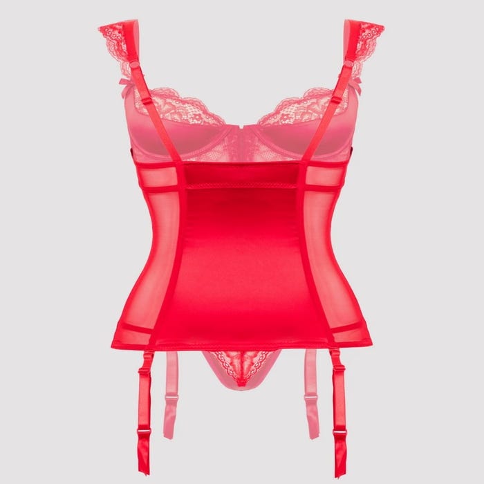 Ensemble guêpière push-up et string rouge Treasure Me