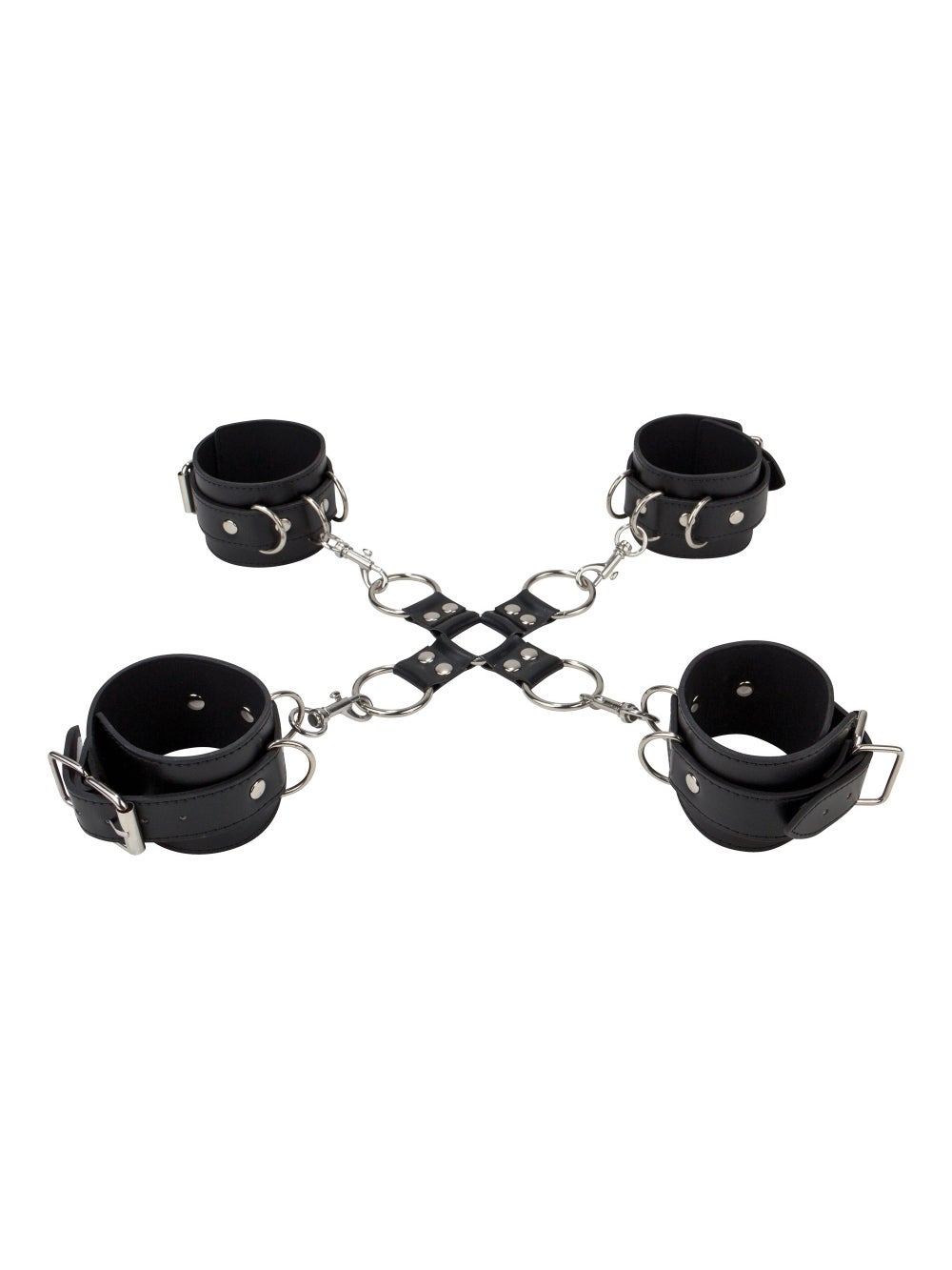 Menottes Poignets & Chevilles Cuir Noires 2