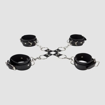 Menottes Poignets & Chevilles Cuir Noires