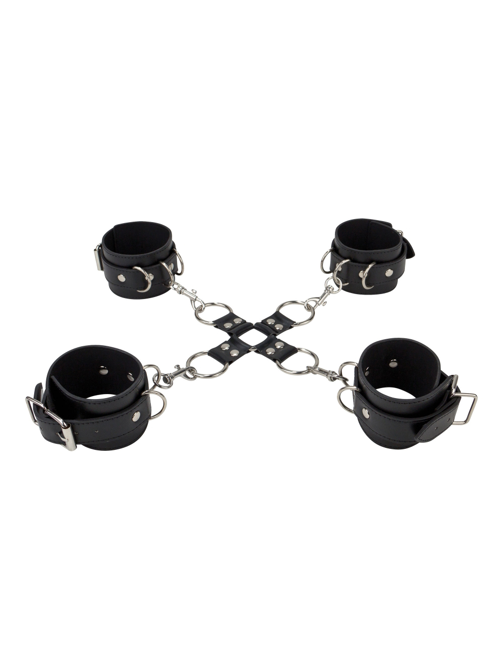 Menottes Poignets & Chevilles Cuir Noires