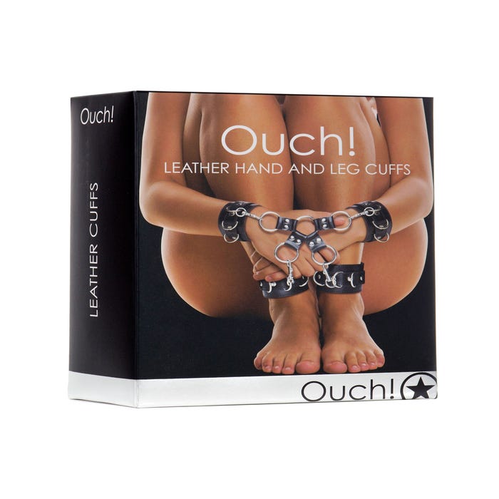 Menottes Poignets & Chevilles Cuir Noires