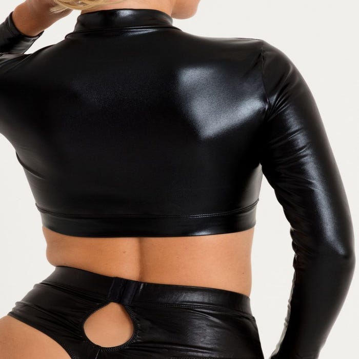 Crop top wetlook manches longues Fierce