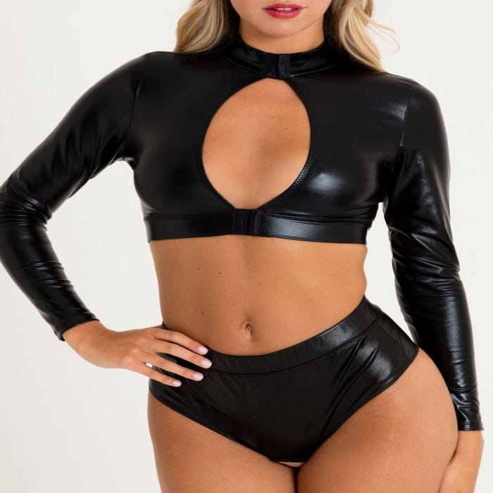 Crop top wetlook manches longues Fierce