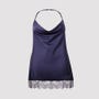 Nuisette grande taille en satin bleu nuit et dentelle Dark Orchid