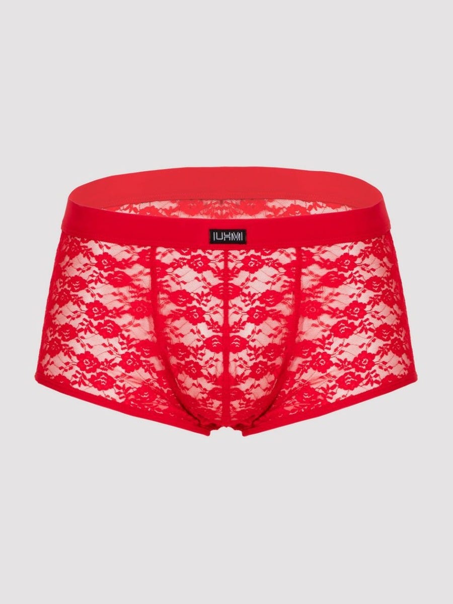 Boxer dentelle rouge