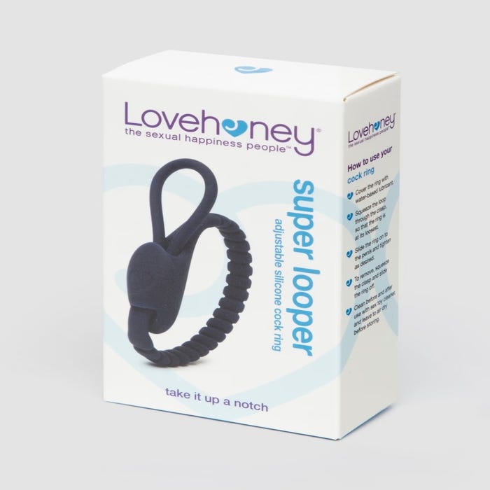 Lovehoney Cockring ajustable en silicone bleu Super Looper