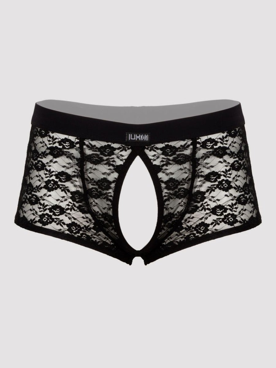 Boxer ouvert dentelle noir XXL