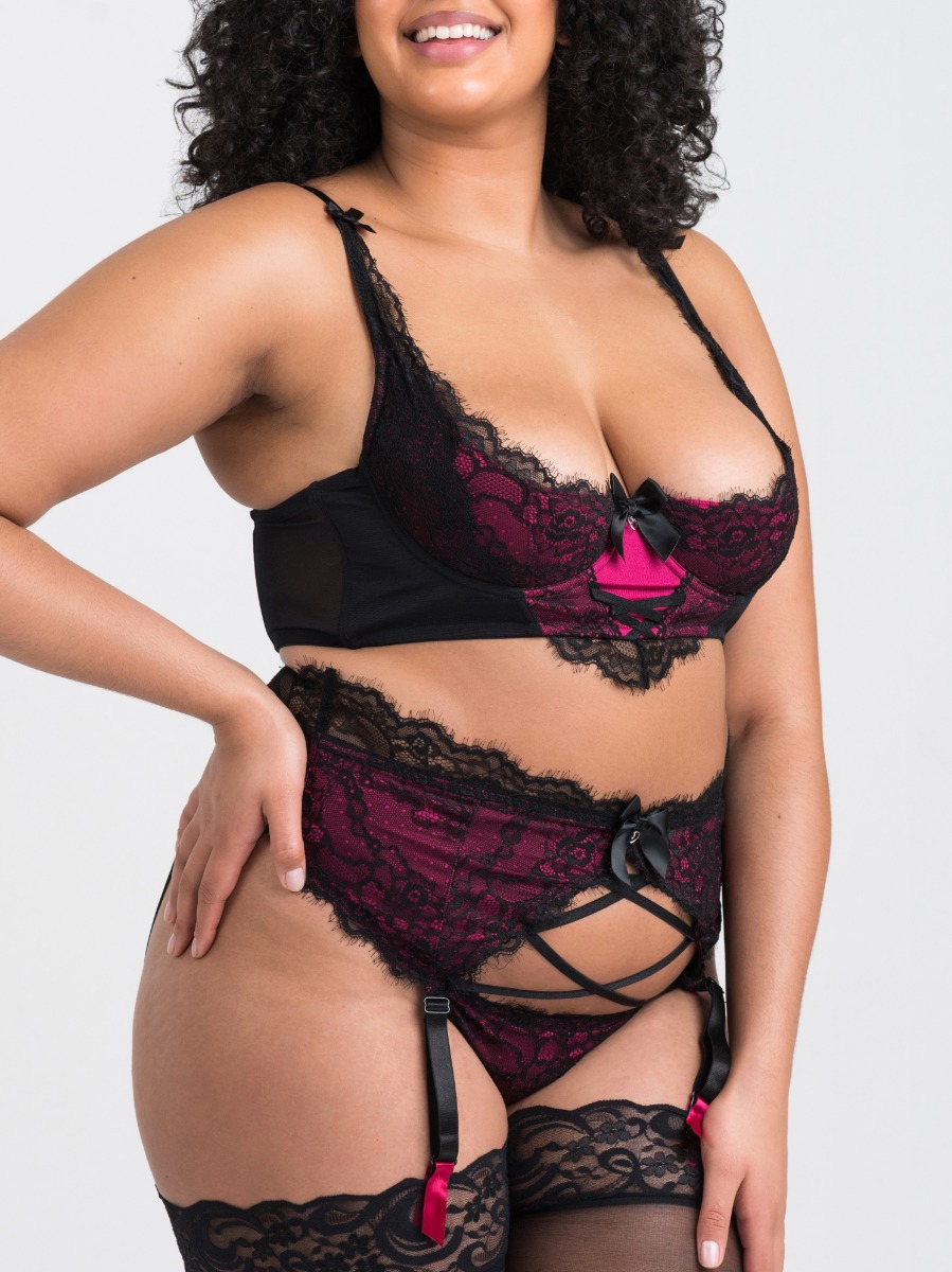 Ensemble 3 pièces ouvert Boudoir Belle fuchsia GT