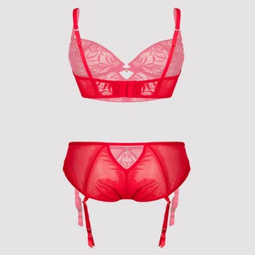 Ensemble soutien-gorge et culotte ouverte en dentelle rouge Parisienne Charm GT