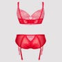 Ensemble soutien-gorge et culotte ouverte en dentelle rouge Parisienne Charm GT