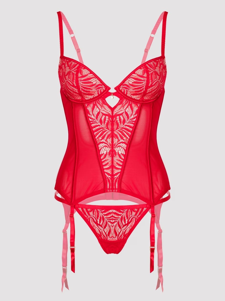 Ensemble guêpière en dentelle rouge Parisienne Charm GT-1XL/2XL 3