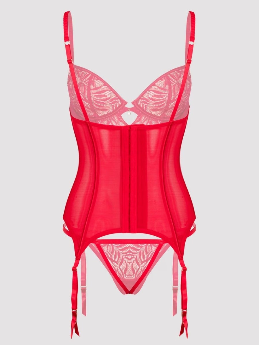 Ensemble guêpière en dentelle rouge Parisienne Charm 3