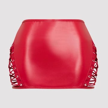 Mini-jupe taille haute rouge effet cuir à lacets Fierce - 1XL/2XL