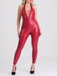 Combinaison catsuit similicuir à lacets Fierce rouge