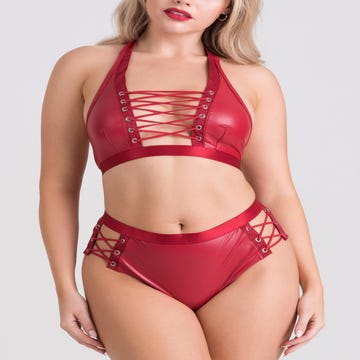 Culotte ouverte effet corset Fierce wetlook rouge