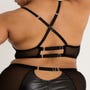 Soutien-gorge bustier grande taille effet cuir noir et dentelle à zip Fierce