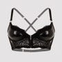 Soutien-gorge bustier grande taille effet cuir noir et dentelle à zip Fierce