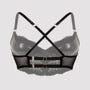 Soutien-gorge bustier grande taille effet cuir noir et dentelle à zip Fierce