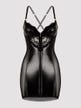 Mini-robe moulante effet cuir noir et dentelle à zip Fierce