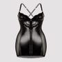 Mini-robe moulante effet cuir noir et dentelle à zip Fierce